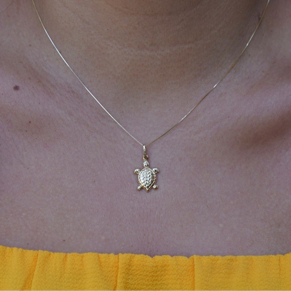 Turtle 14k Solid Goldpendantperfectgift - image 2